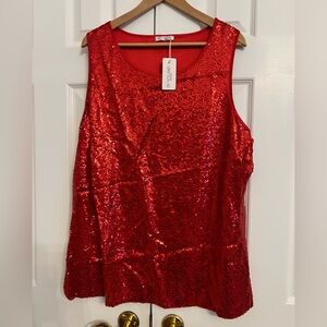 Brand new, never worn, still in package size 18W red sequin top!